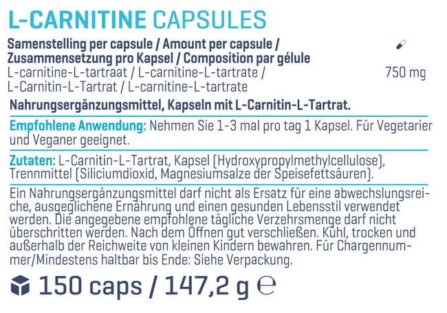 L-Carnitin Kapseln Nutritional Information 1