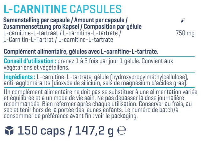 L-Carnitine capsules Nutritional Information 1