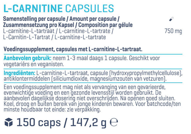 L-Carnitine capsules Nutritional Information 1