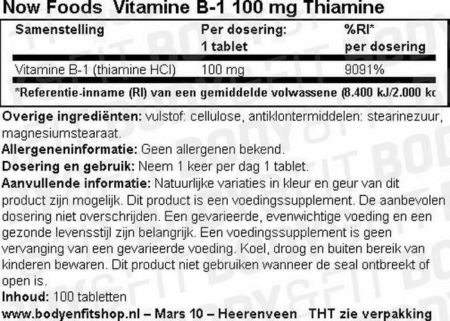 Vitamine B-1 Nutritional Information 1