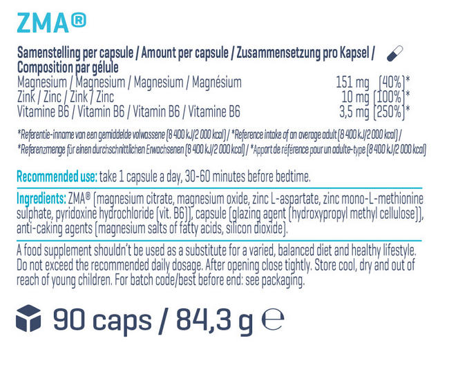 ZMA Nutritional Information 1