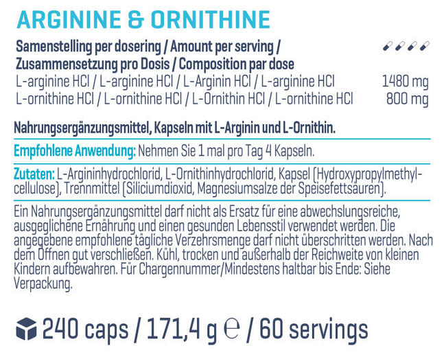 Arginine & Ornithine Premium Nutritional Information 1