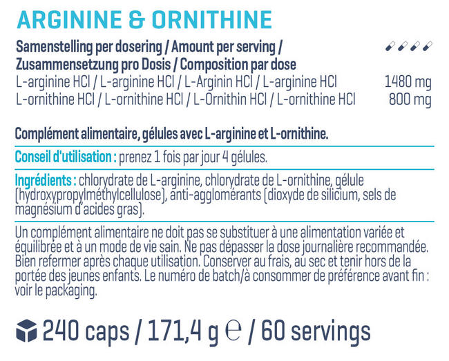 Arginine & Ornithine Premium Nutritional Information 1