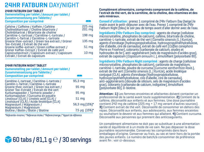 Brûleur de graisses 24hr Fatburn Nutritional Information 1