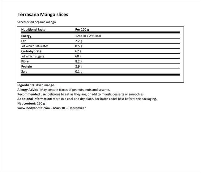 Mango Strips Nutritional Information 1