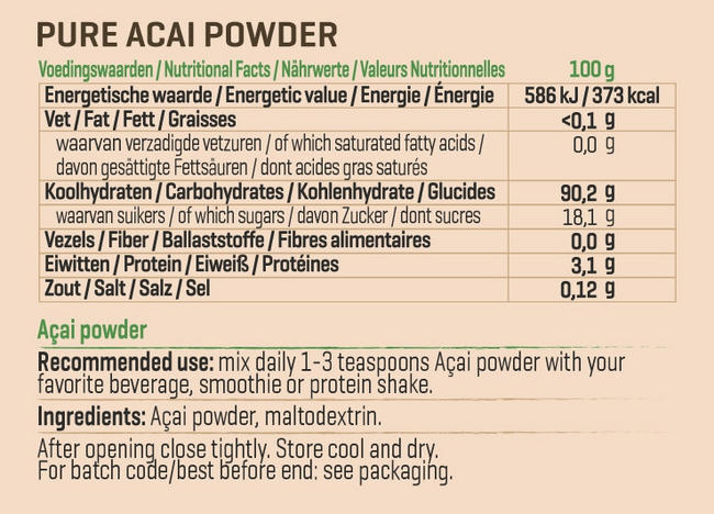 Acai Powder Nutritional Information 1