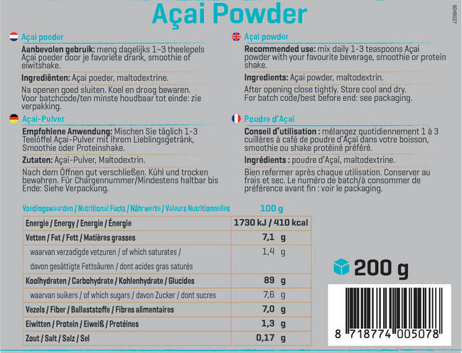 Acai Poeder Nutritional Information 1