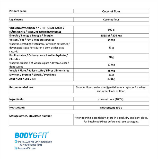 COCONUT FLOUR ORGANIC Nutritional Information 1