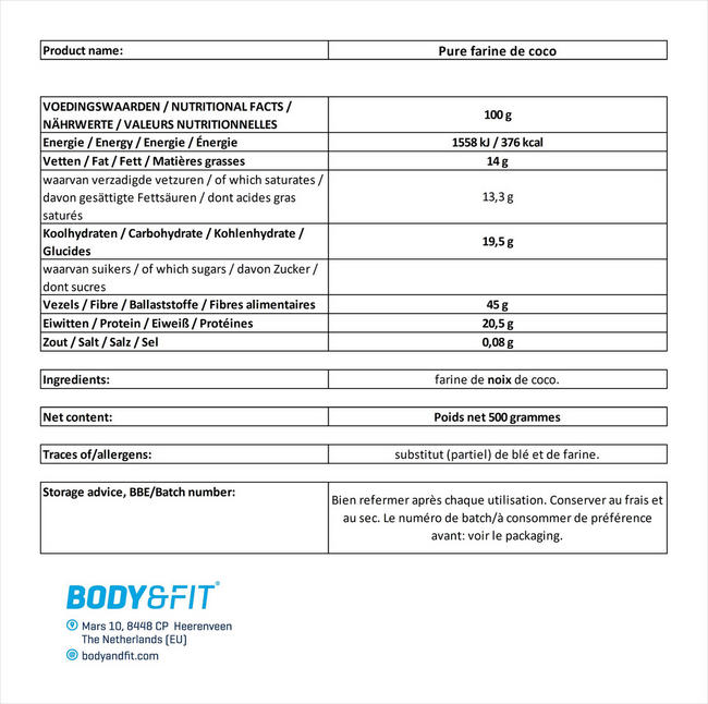 FARINE DE COCO BIOLOGIQUE Nutritional Information 1