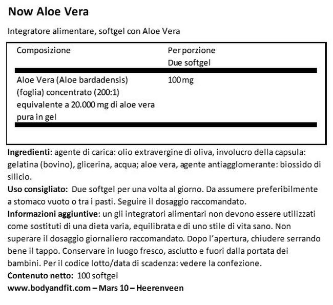 Aloe Vera Softgels Nutritional Information 1