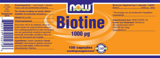 Biotin 1000mcg Nutritional Information 1