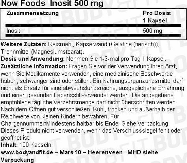 Inosit-Kapseln Nutritional Information 1