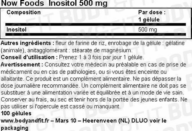 Gélules Inositol Capsules Nutritional Information 1