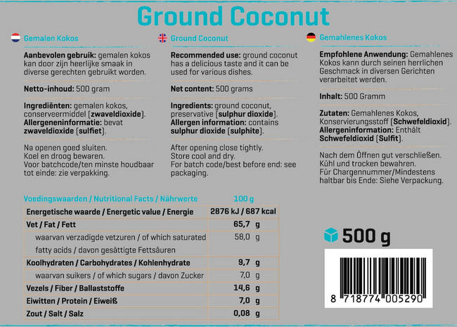 Kokos gemahlen Nutritional Information 1