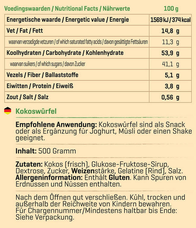Kokoswürfel Nutritional Information 1