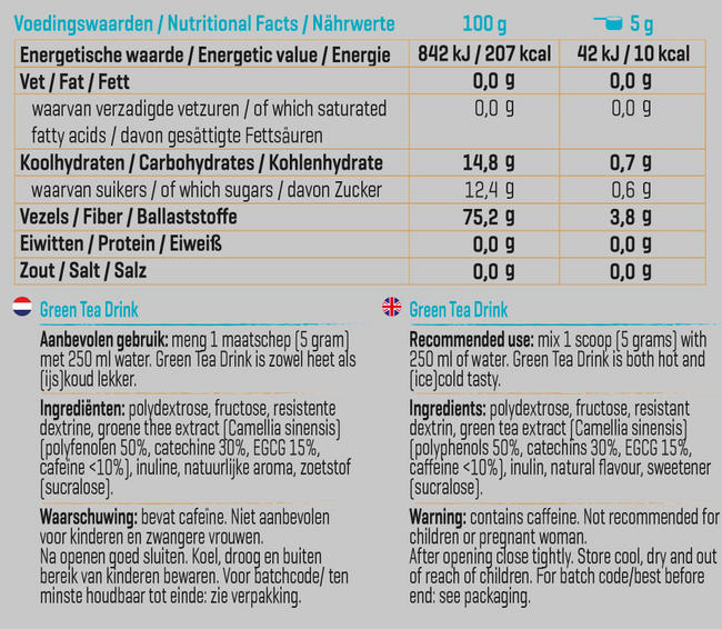 Green Tea Drink Nutritional Information 1