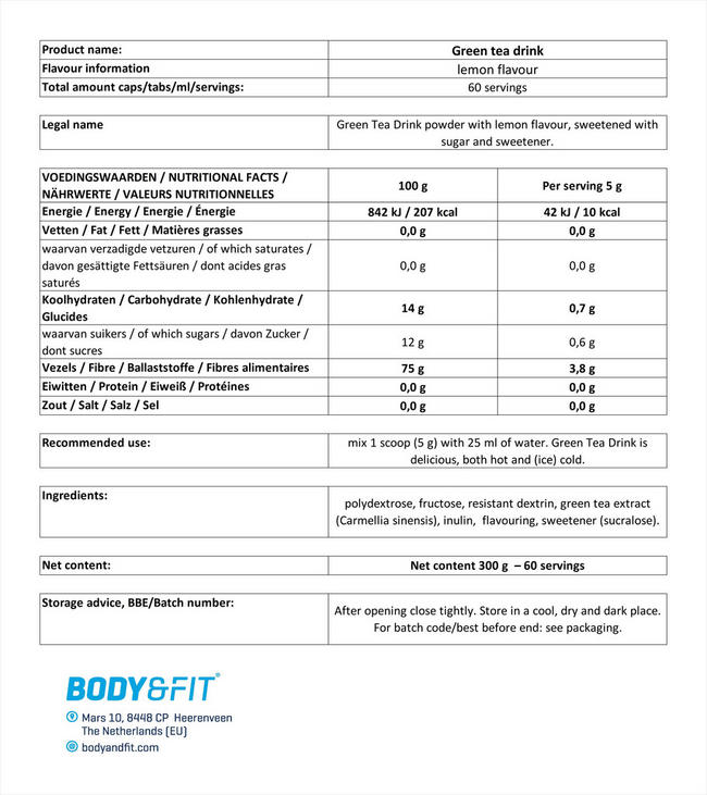 Green Tea Drink Nutritional Information 1