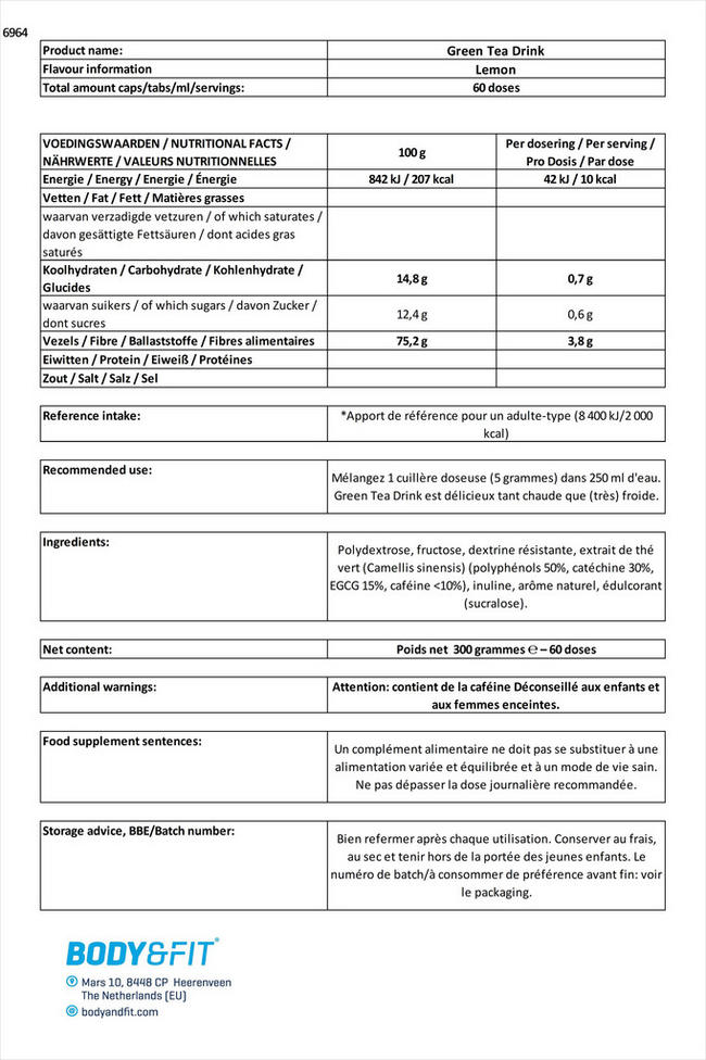 Green Tea Drink Nutritional Information 1