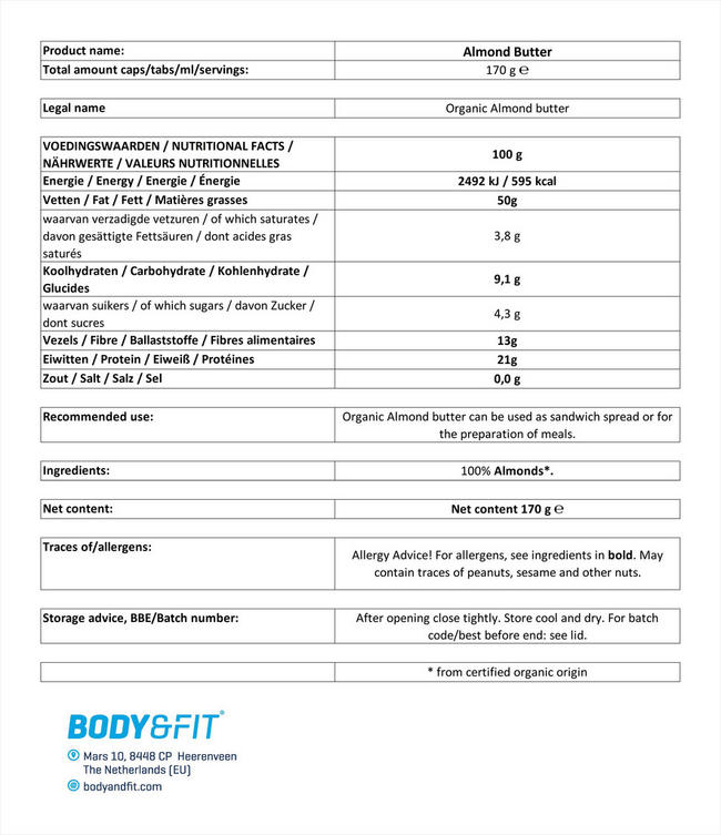 Organic Almond Butter Nutritional Information 1