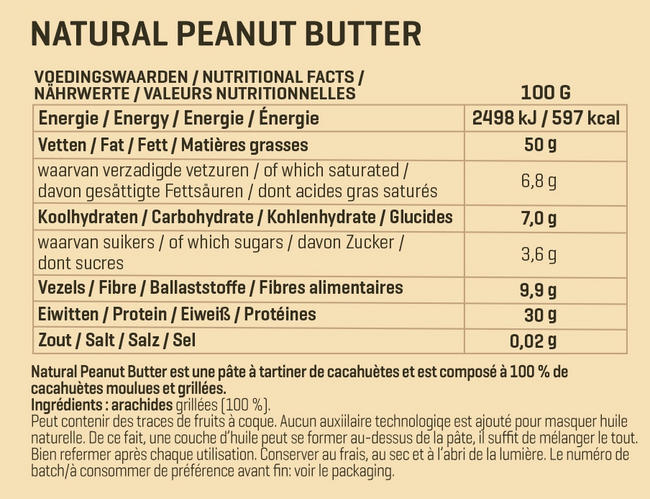 Beurre de cacahuètes Nutritional Information 1