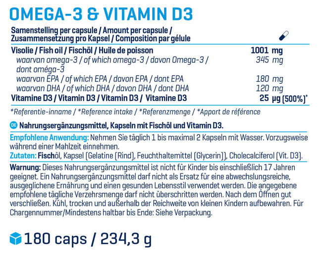 Omega-3 + Vitamine D3 Nutritional Information 1