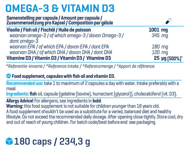 Omega-3 + Vitamin D3 Nutritional Information 1