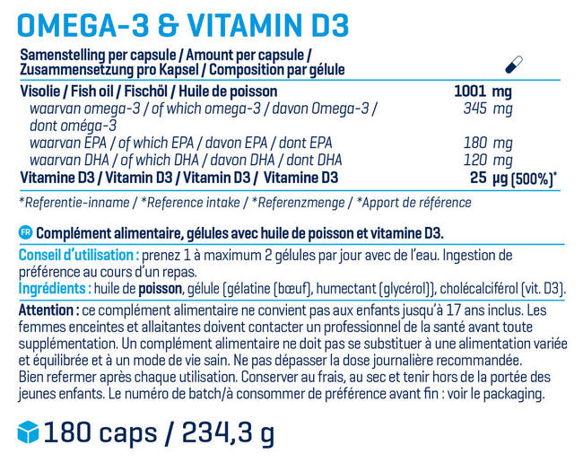 Oméga 3 + Vitamine D3 Nutritional Information 1