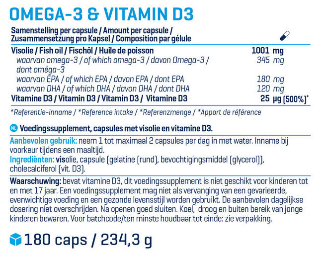 Omega-3 + Vitamine D3 Nutritional Information 1