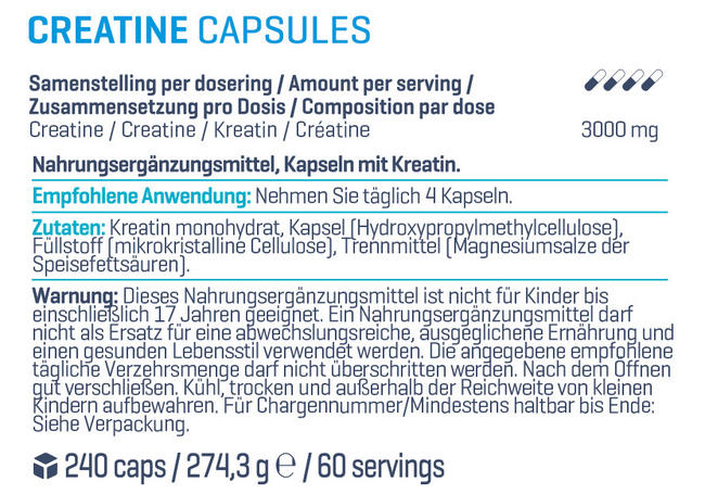 Creatine Kapseln Nutritional Information 1