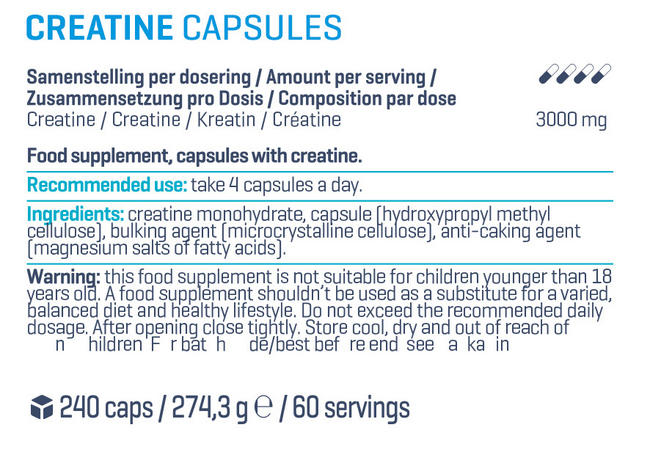 Creatine Capsules Nutritional Information 1