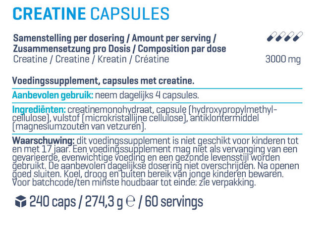Creatine Capsules Nutritional Information 1