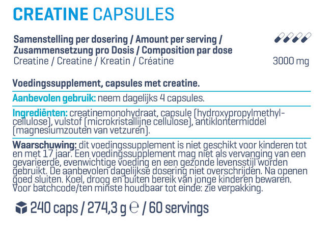 Capsule Creatina Nutritional Information 1