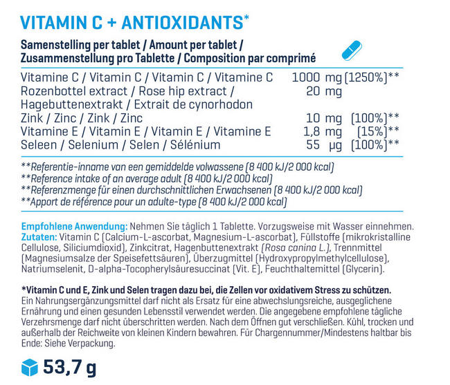 Vitamin C + Antioxidans Nutritional Information 1