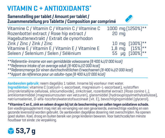 Vitamin C + Antioxidant Nutritional Information 1