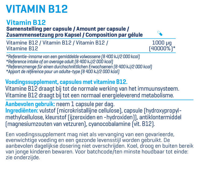 Vitamine B12 Nutritional Information 1