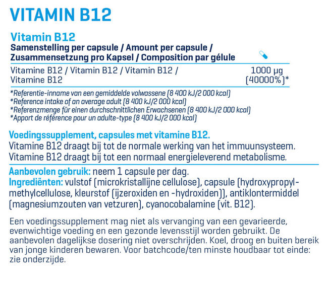 Vitamine B12 Nutritional Information 1