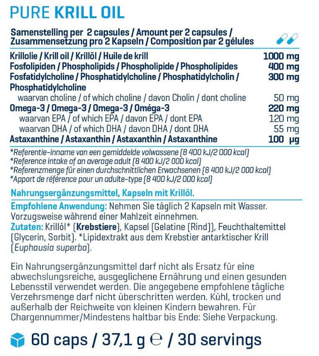 Pure Krill Oil Nutritional Information 1