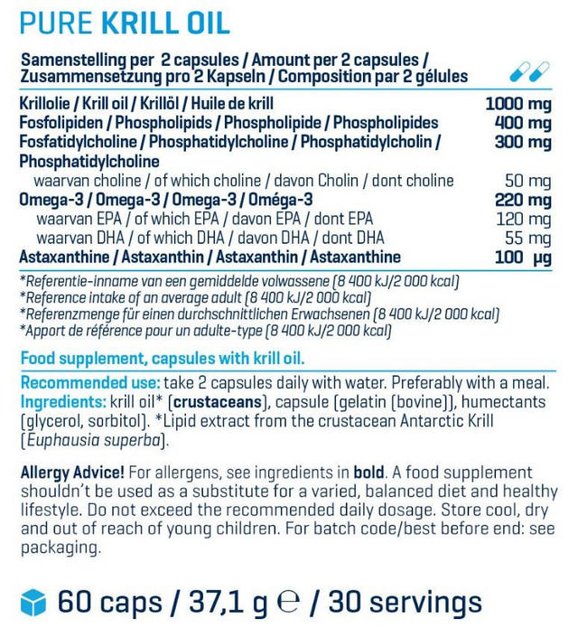 Pure Krill Oil Nutritional Information 1