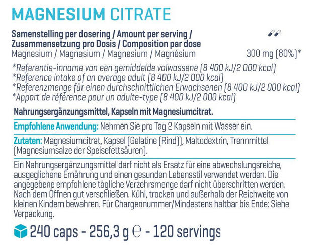 Magnesium Citrat Nutritional Information 1