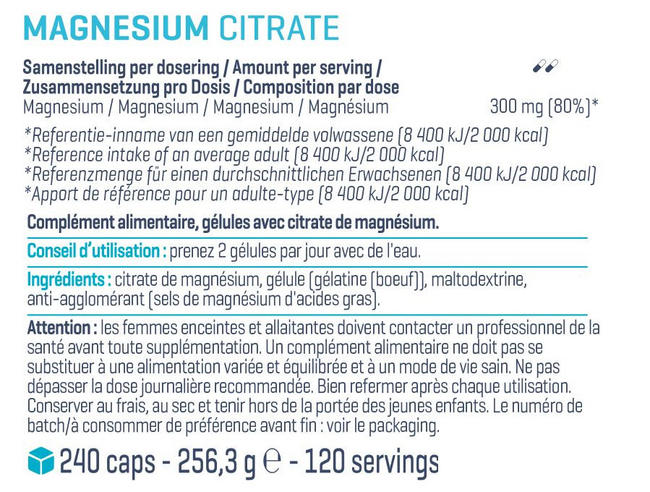 Citrate de magnésium Nutritional Information 1