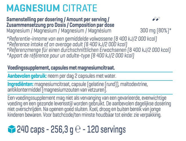 Citrate de magnésium Nutritional Information 1
