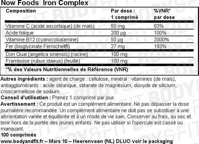 Complexe de fer Iron Complex Nutritional Information 1