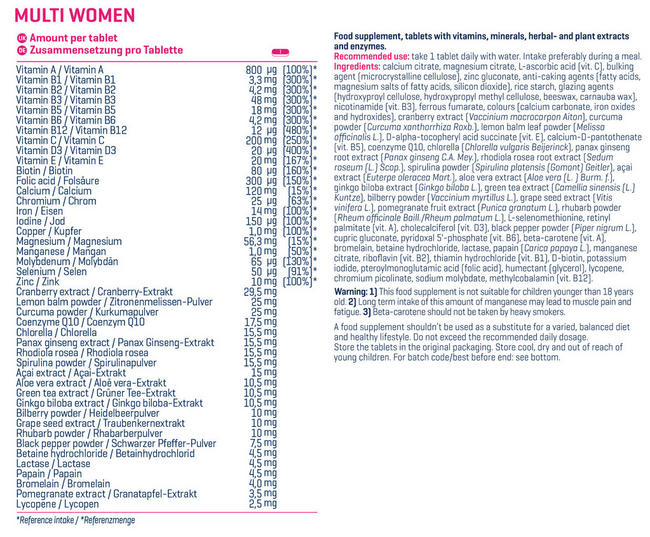 Multi Women Nutritional Information 1
