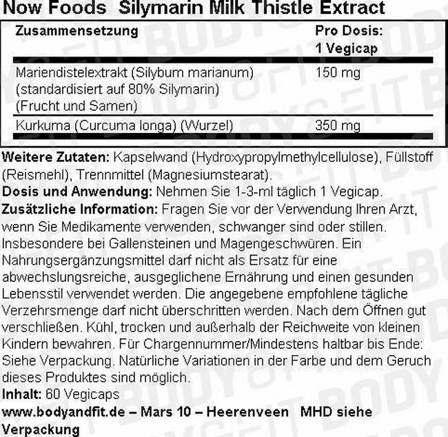 Silymarin Mariendistelextrakt Nutritional Information 1