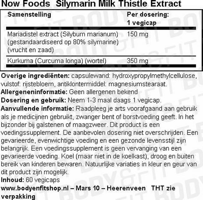 Silymarin Milk Thistle Extract Nutritional Information 1