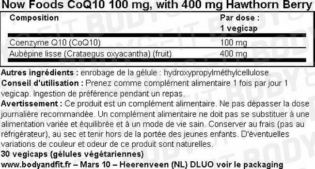 CoQ10, 100mg, with 400mg Hawthorn Berry Nutritional Information 1