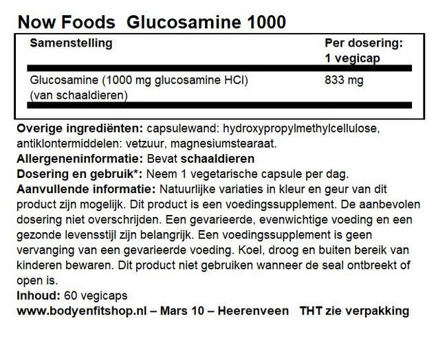 Glucosamine Nutritional Information 1