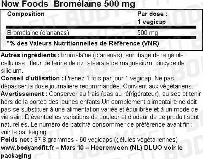 Bromelain 500mg Nutritional Information 1