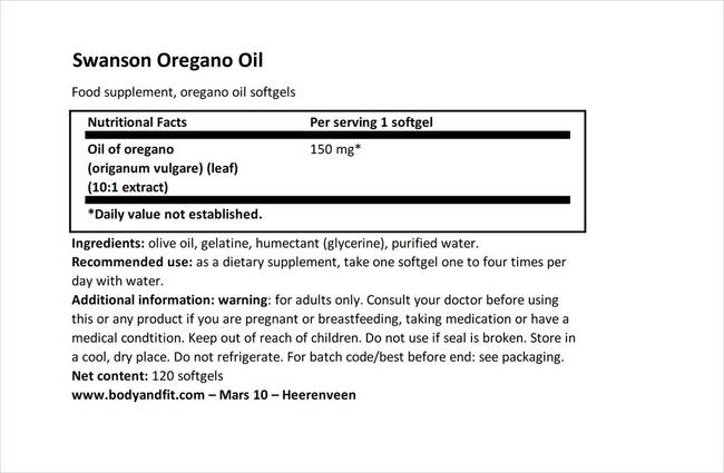 Oregano Oil Nutritional Information 1