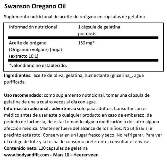Oregano Oil Nutritional Information 1